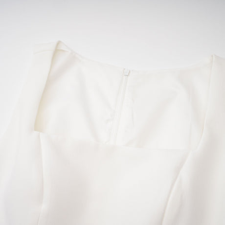 Aurohaya Kristveig White Cape Design Structured Mini Dress