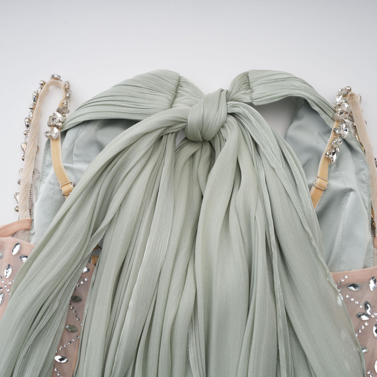 Aurohaya Gwenaëlle Green Rhinestone Panel Maxi Dress
