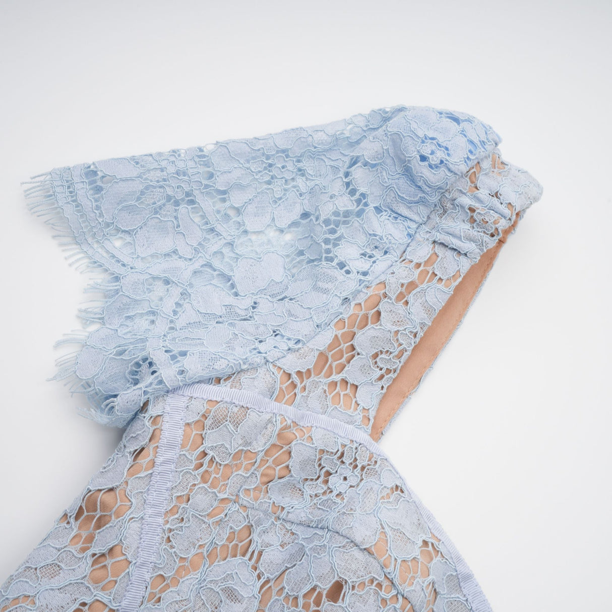 Aurohaya Audrey blue floral-lace boned midi dress
