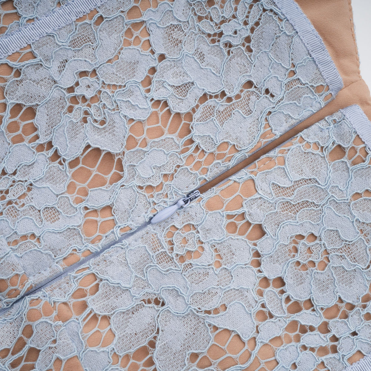 Aurohaya Audrey blue floral-lace boned midi dress