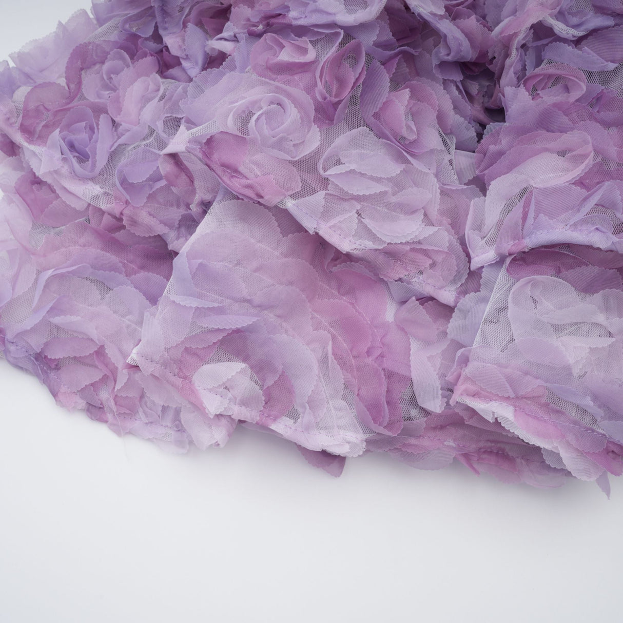 Aurohaya Mylène purple 3D-petal tiered tulle mini dress