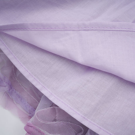 Aurohaya Mylène purple 3D-petal tiered tulle mini dress