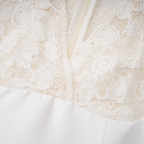 Aurohaya Oona White Floral Lace Pencil Midi Dress