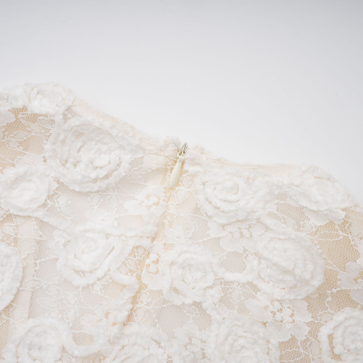 Aurohaya Oona White Floral Lace Pencil Midi Dress