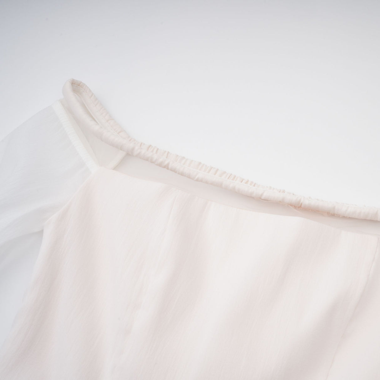 Aurohaya Gelsomina White Gathered Crepe Midi Dress