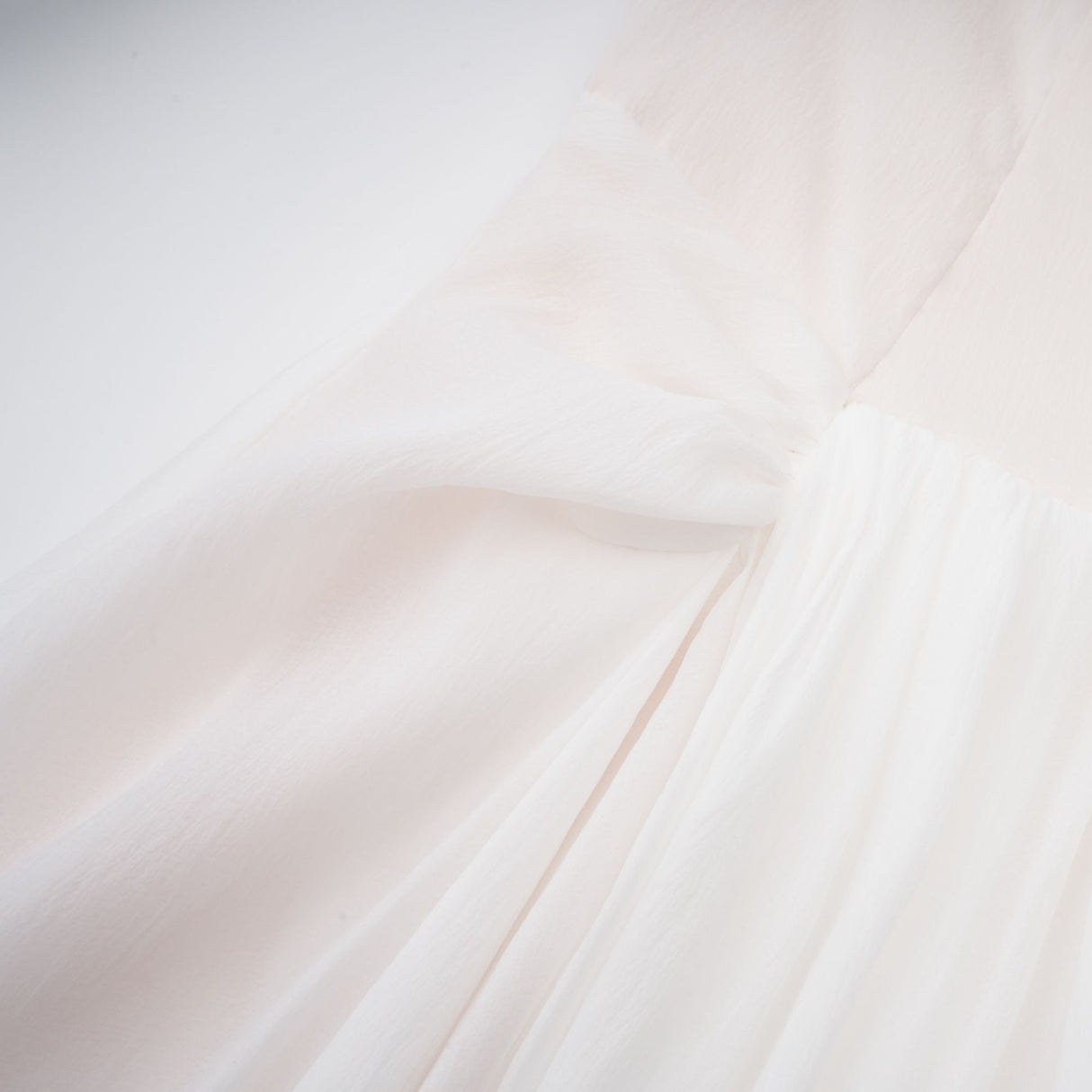 Aurohaya Gelsomina White Gathered Crepe Midi Dress