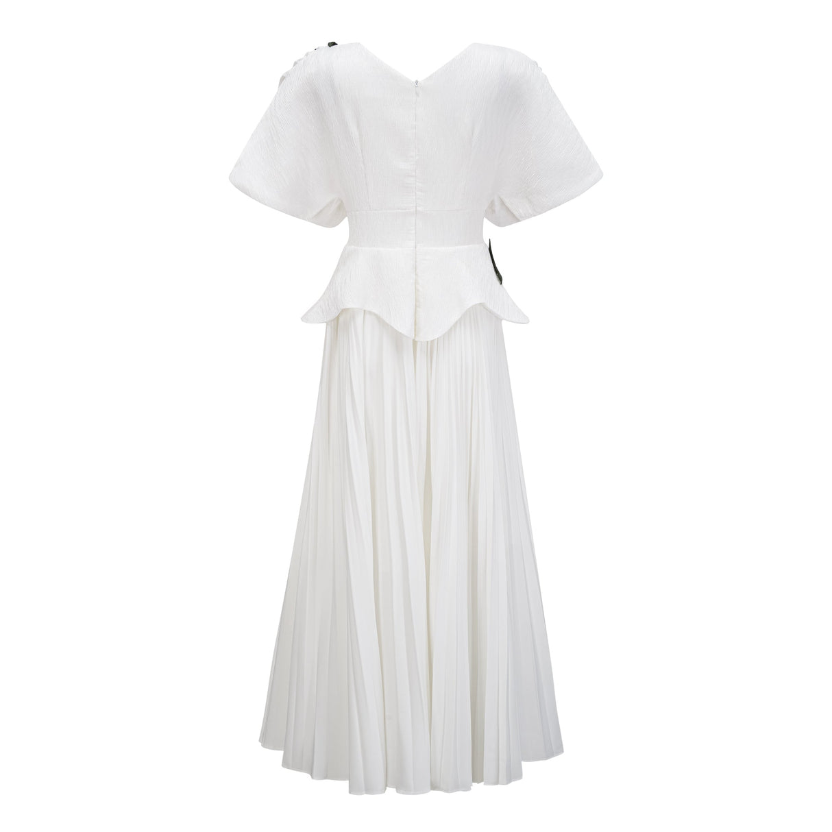 Aurohaya Pétale White Rose Appliqué Maxi Dress