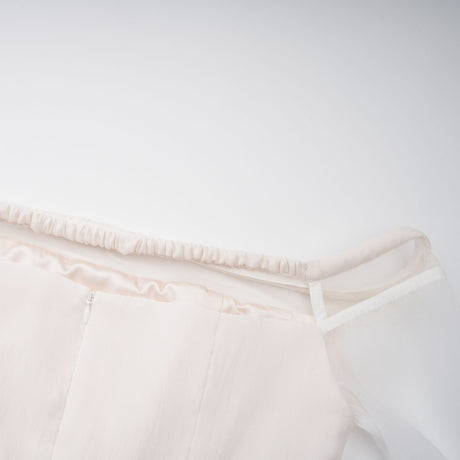 Aurohaya Gelsomina White Gathered Crepe Midi Dress
