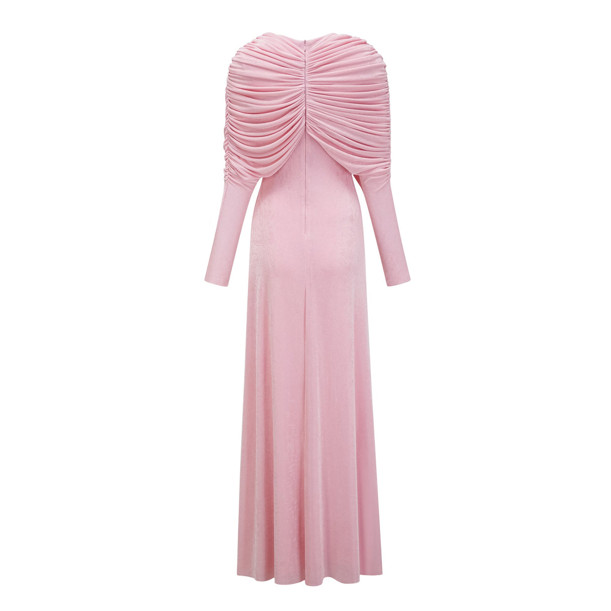 Aurohaya Moderne Pink Shawl Panel Ruched Maxi Dress