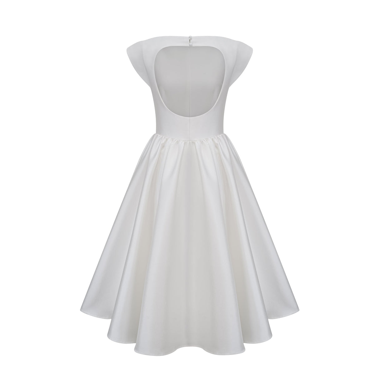Aurohaya Amandine white open-back cap-sleeve midi dress