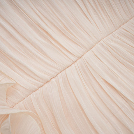 Aurohaya Céleste neutrals ruffled pleated maxi dress