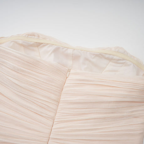 Aurohaya Céleste neutrals ruffled pleated maxi dress