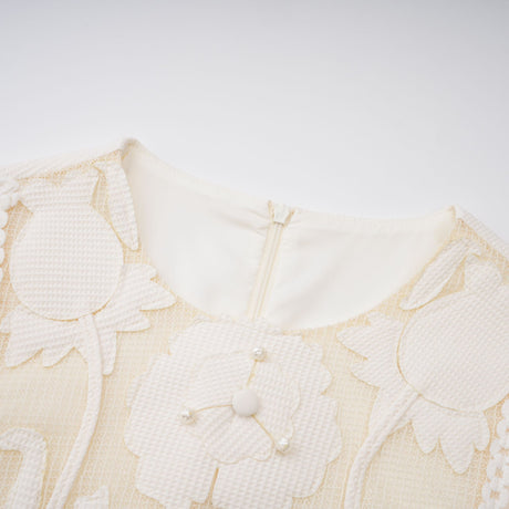 Aurohaya Maelle white flower-embroidered mini dress
