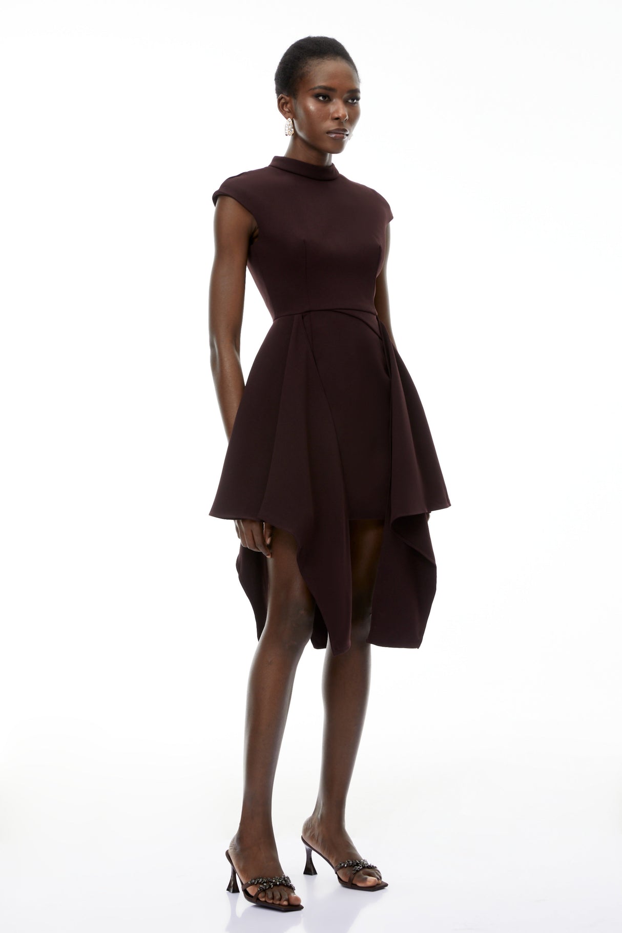 Aurohaya Dakota Brown Mini Dress with Ribbon
