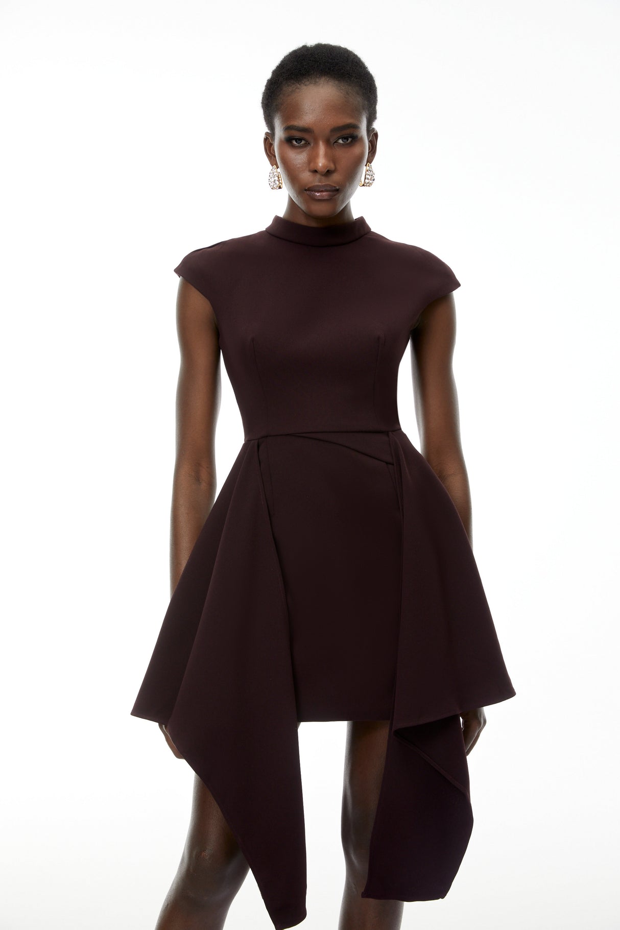 Aurohaya Dakota Brown Mini Dress with Ribbon