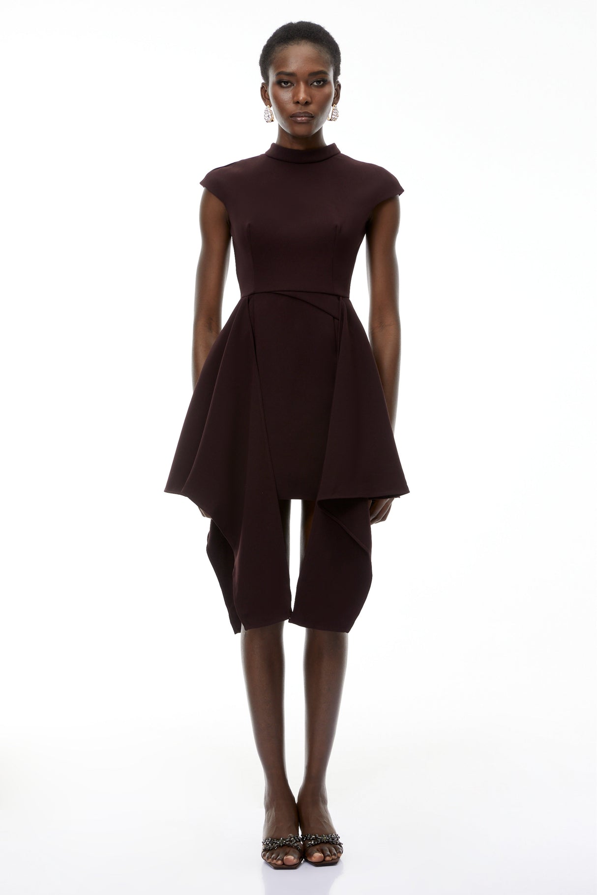 Aurohaya Dakota Brown Mini Dress with Ribbon