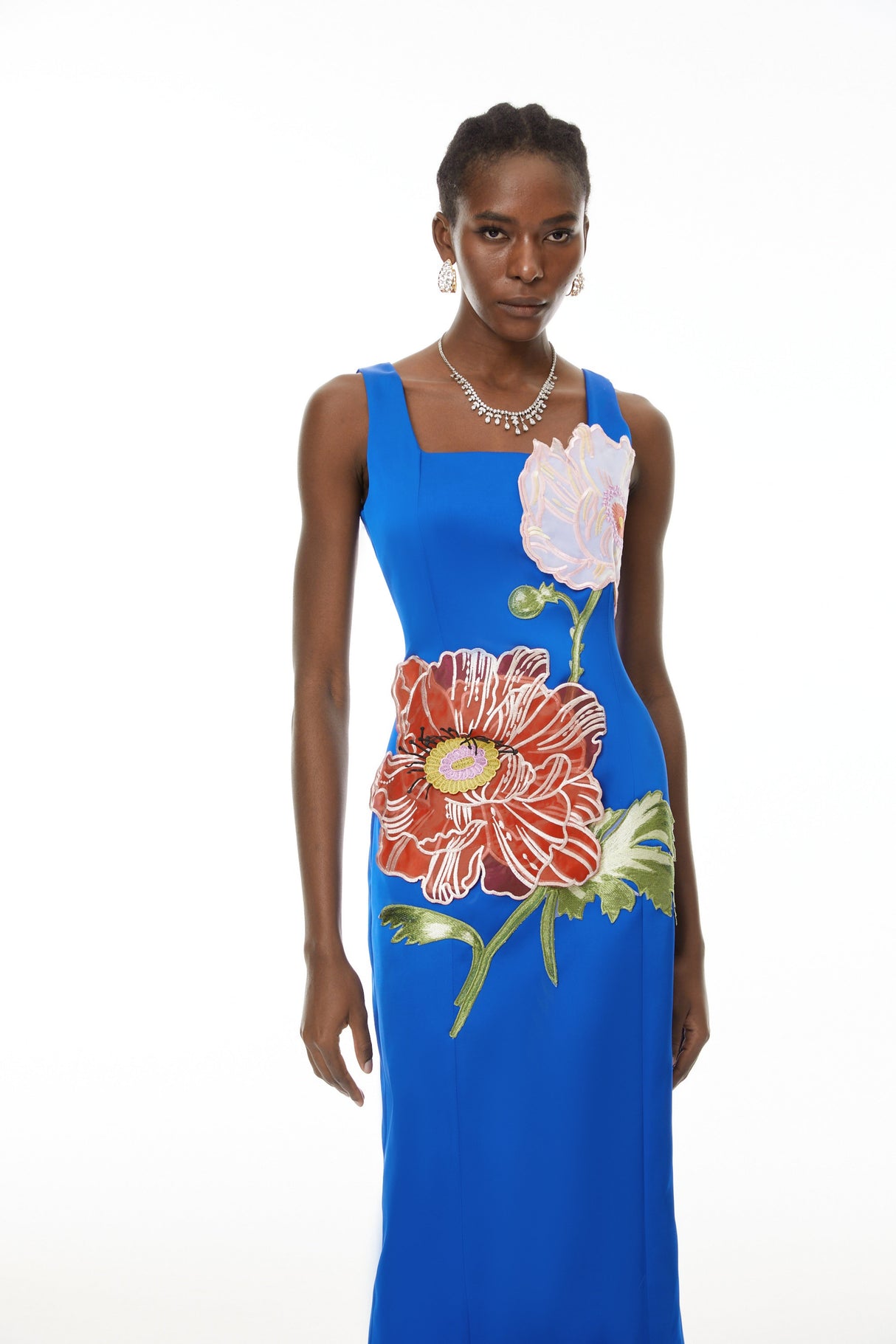 Aurohaya Damaris Blue Floral Embroidered Maxi Dress