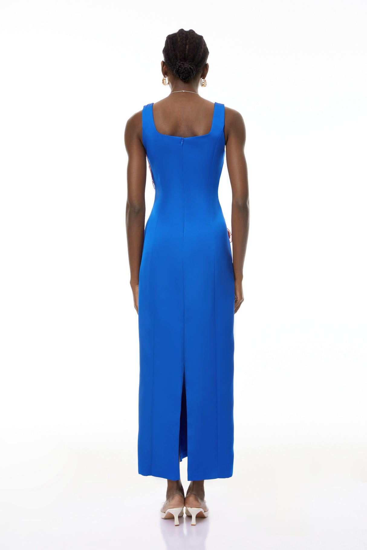 Aurohaya Damaris Blue Floral Embroidered Maxi Dress