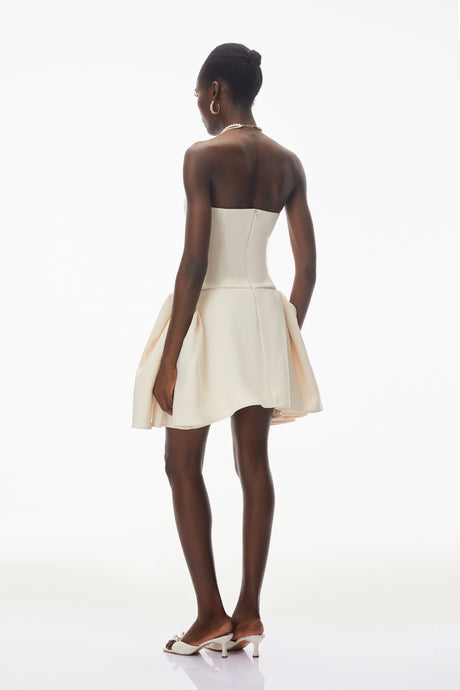 Aurohaya Daryna Ivory Cinched Waist Mini Dress