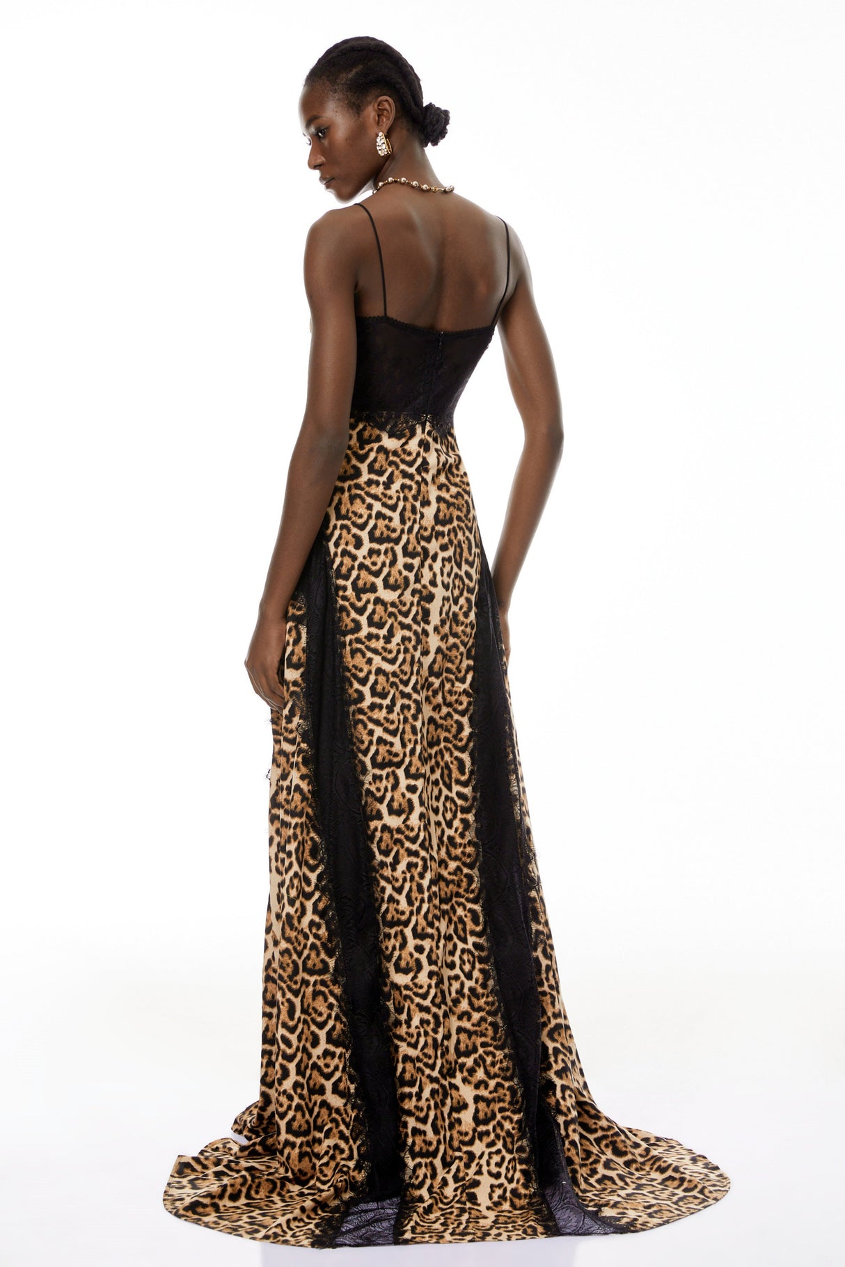 Aurohaya Denisa Brown Leopard Print Maxi Dress