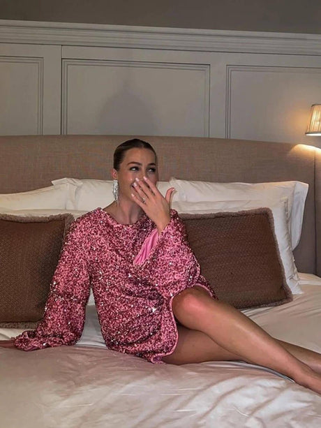 Aurohaya Sequined Tie-back Dress