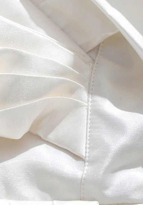 Draped Bardot Corset A Line Dress White