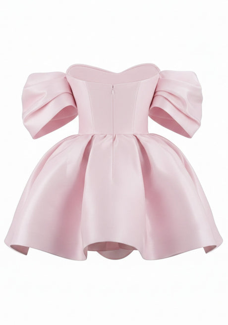 Draped Bardot Skater Dress Pink