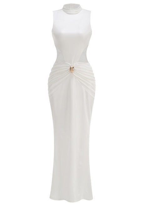 Draped Detail Maxi Dress White