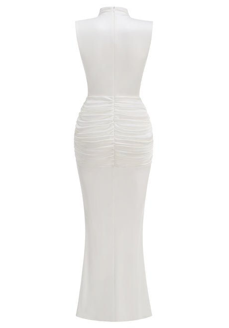 Draped Detail Maxi Dress White