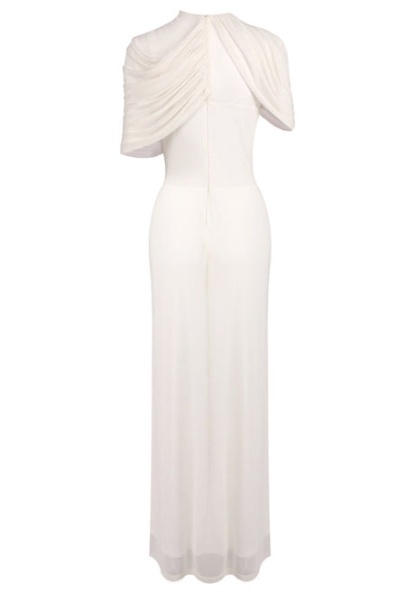 Draped Design Maxi Dress White