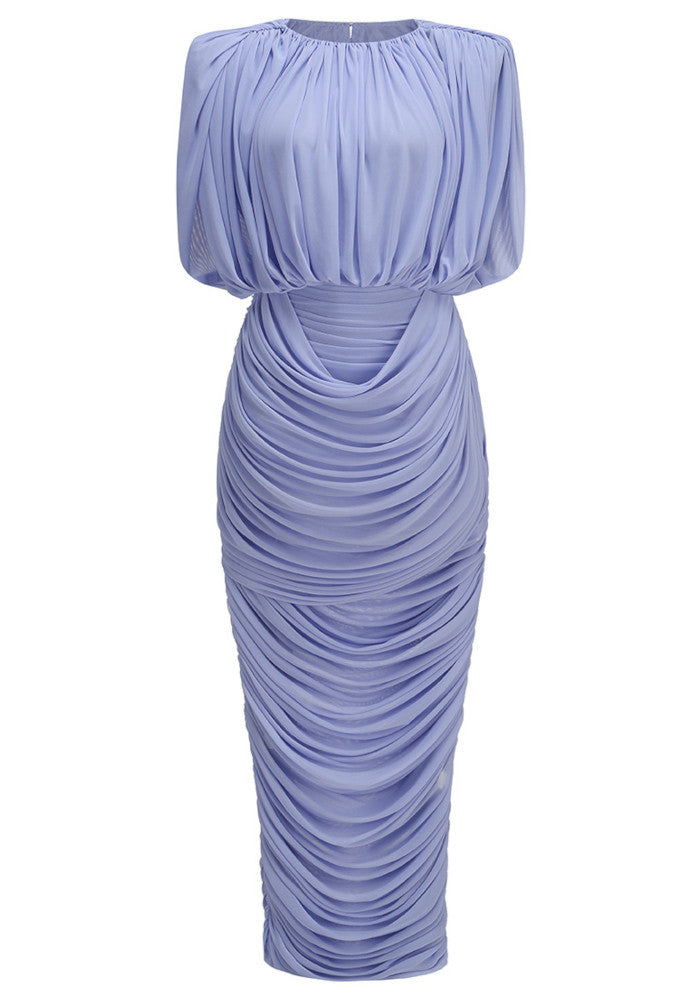 Draped Two Piece Midi Dress Lavender