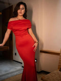 Elegant Sleeveless Off Shoulder Bodycon Long Formal Party Evening Dress