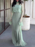 High-Neck Long-Sleeve Lace Maxi Dress, DES103