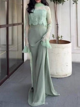 High-Neck Long-Sleeve Lace Maxi Dress, DES103