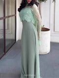 High-Neck Long-Sleeve Lace Maxi Dress, DES103
