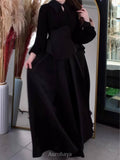 Peplum Waist Pleated Long Sleeve Maxi Dress, DES117