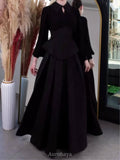 Peplum Waist Pleated Long Sleeve Maxi Dress, DES117