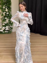 Aurohaya Satin Floral Bodycon Maxi Dress