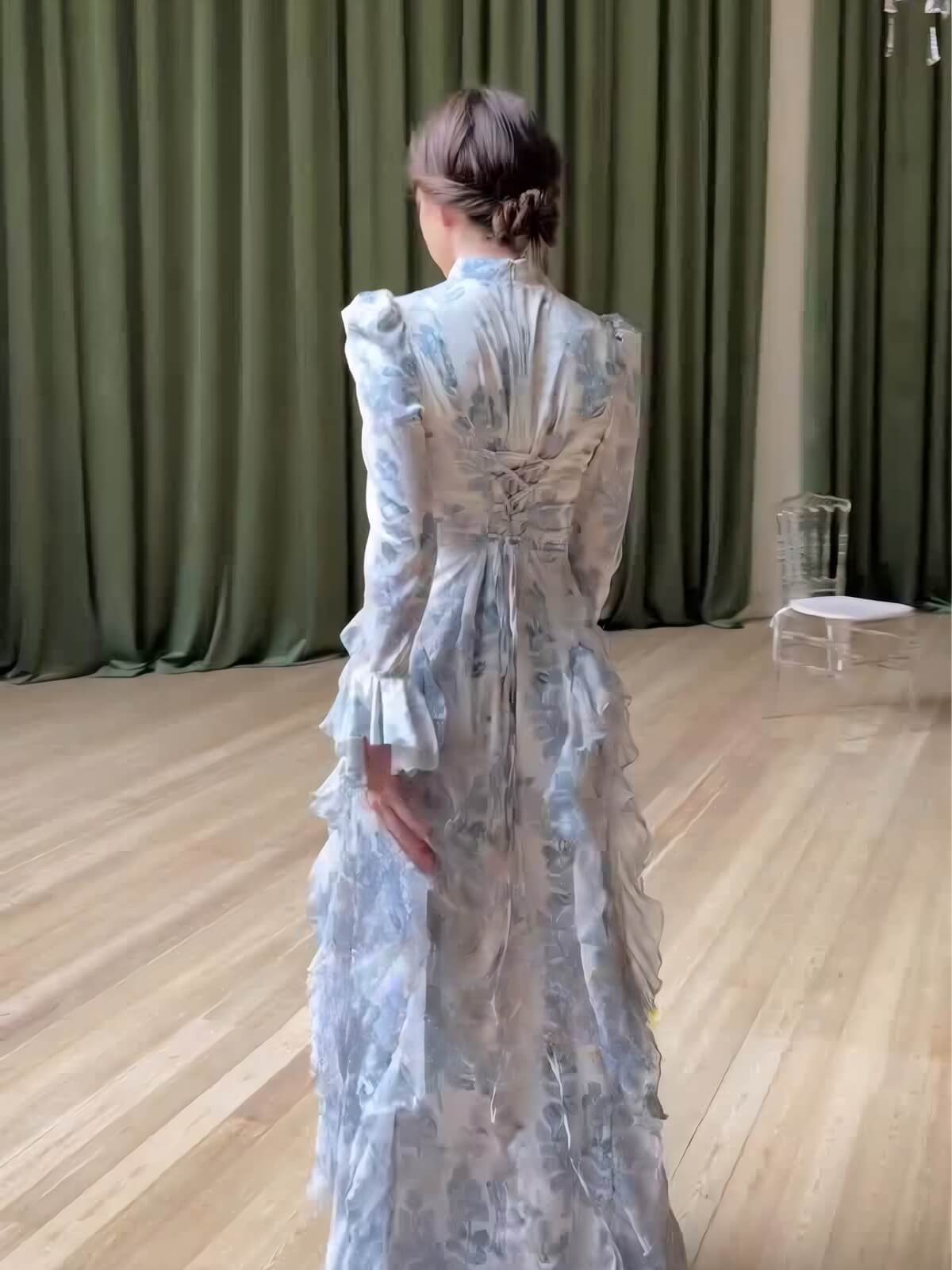 Satin Floral Bodycon Maxi Dress - Aurohaya