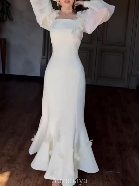 Aurohaya Square Neck Long Sleeve Floral Maxi Dress, DES121