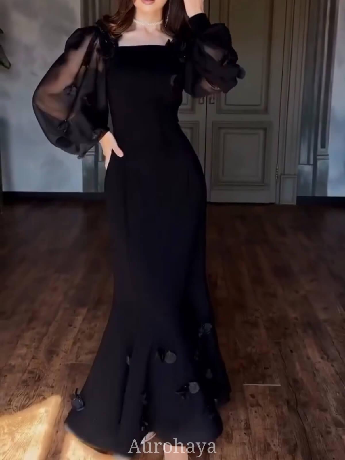 Aurohaya Square Neck Long Sleeve Floral Maxi Dress, DES121