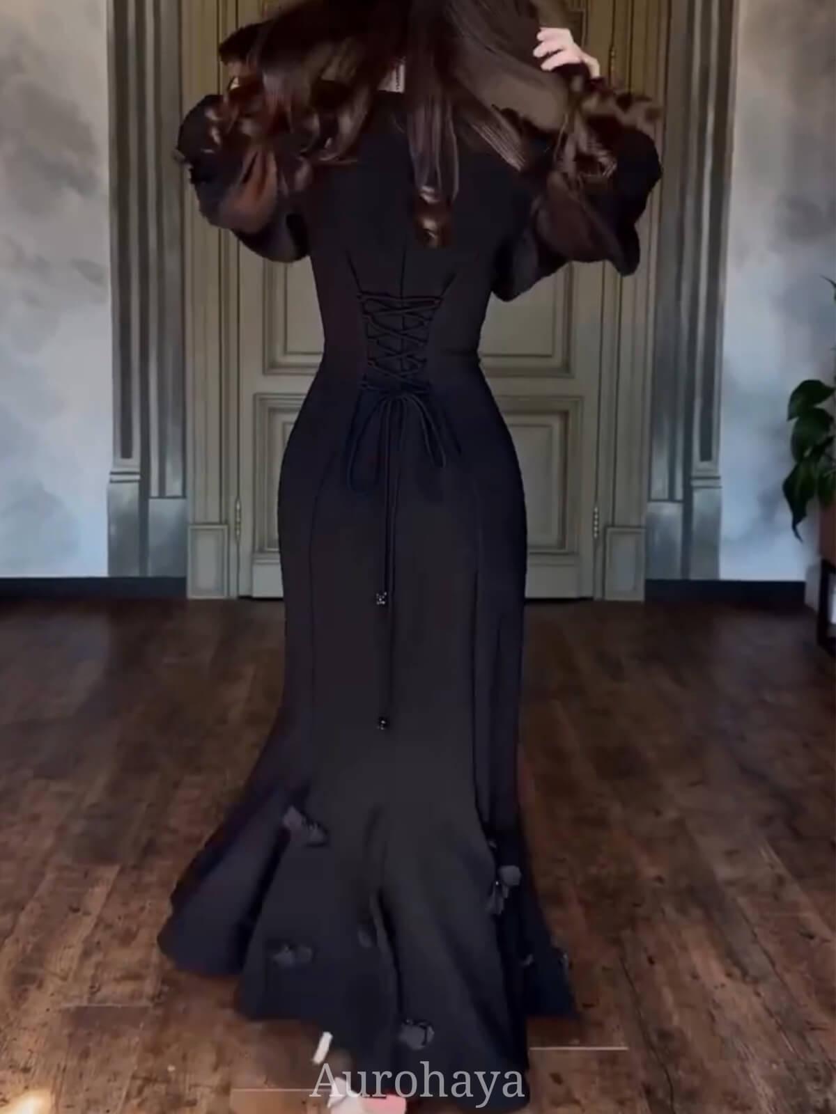 Aurohaya Square Neck Long Sleeve Floral Maxi Dress, DES121