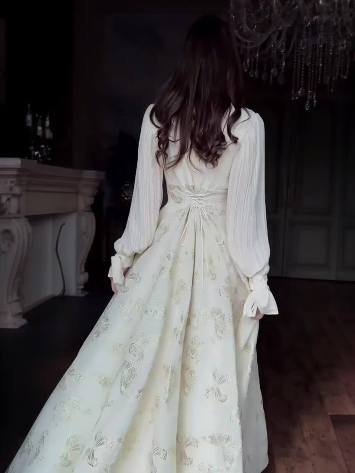 Aurohaya Chiffon Butterfly Pleated Maxi Dress