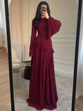 Cinched-Waist Bell‑Sleeve Ruffle Maxi Dress