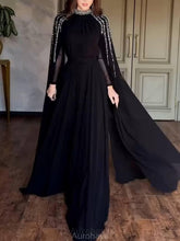 Aurohaya Shawl Sequined High Waist Maxi Dress Black