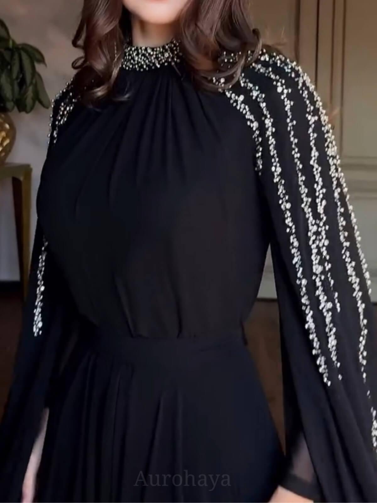 Aurohaya Shawl Sequined High Waist Maxi Dress