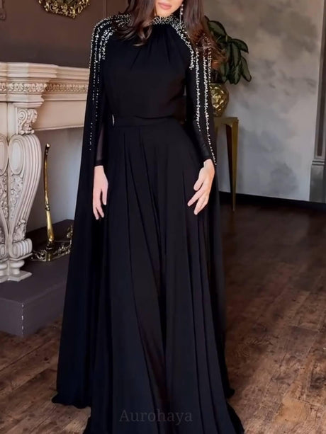 Aurohaya Shawl Sequined High Waist Maxi Dress