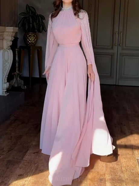 Aurohaya Shawl Sequined High Waist Maxi Dress Pink