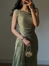 One-Shoulder Satin Wedding Ball Gown Maxi Dress