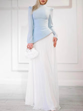 Light Blue Pleated Asymmetrical Dress